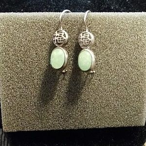 Avon drop earrings sterling silver Jade
